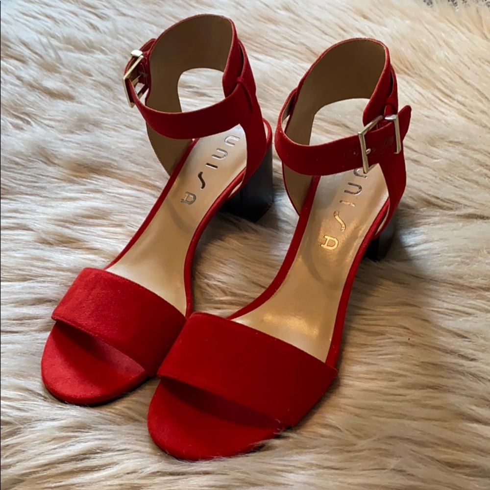 Red Buckle Heels